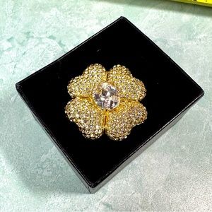 Excellent HSN Joan Boyce Round Pave Clear Crystal Flower Ring Size 8 $139 Retail